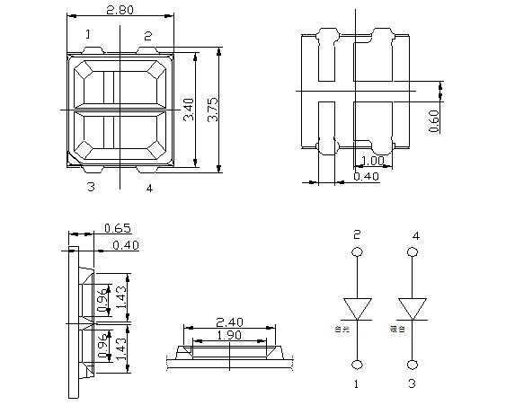 PLCC-4 Led Dual Chip Smd 2835 White / Warm White Color Low Power Consumption