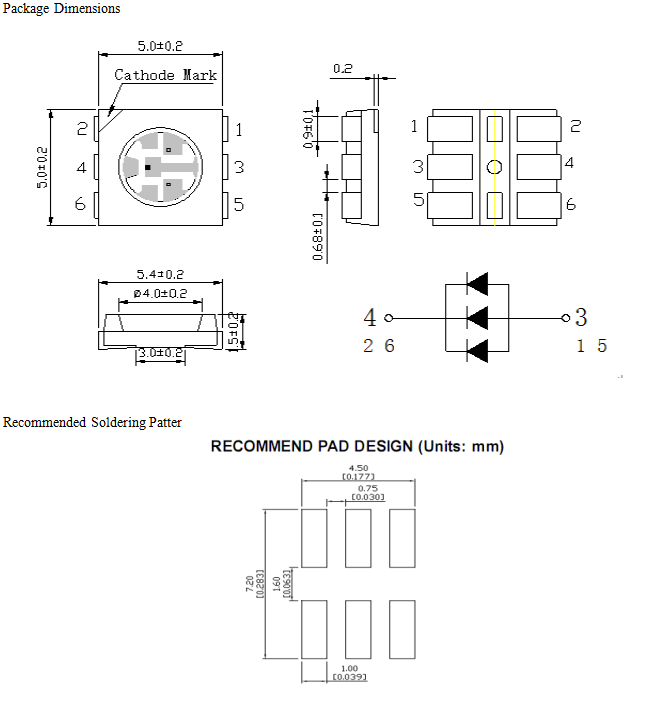 Epistar / SANAN 5050 Smd Led Chips Yellow Color LM80 ROHS Certification