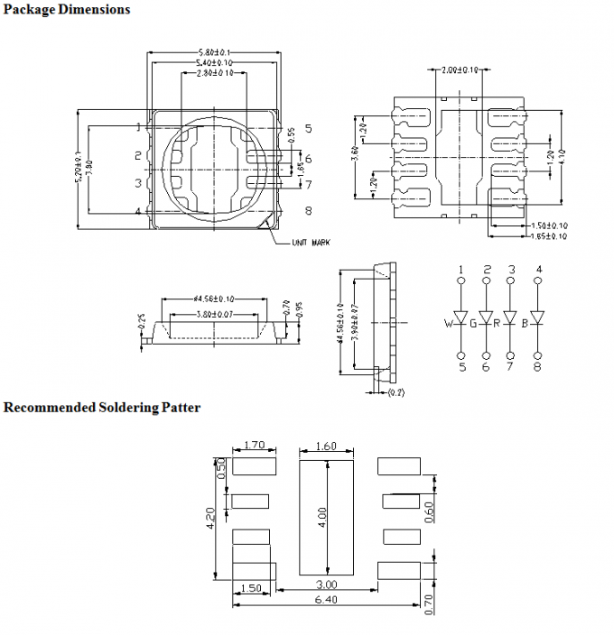 Safe RGBW LED Chip Launched EMC Substrate Surface Mounted -20 To 85 °C Operating Temp