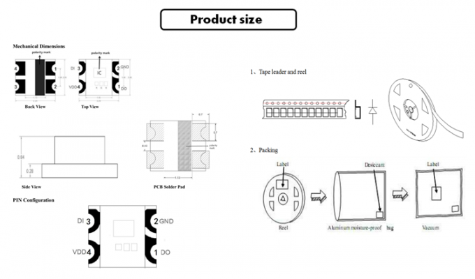 Individually Addressable RGB LED Chip Mini SMD WS2812-2020 120 Degree Viewing Angle