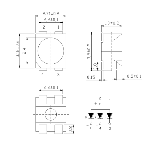 White Shell High Power Chip Rgb Led 120 Degree Viewing Angle Easy Installation