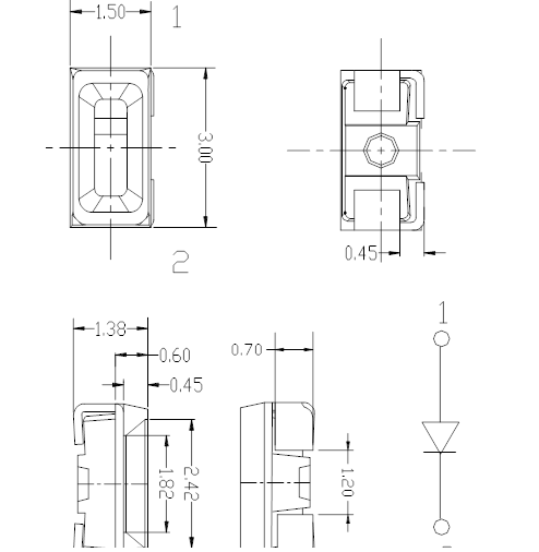 Side View Diode Led Smd 3014 10 - 12 LM Luminous Flux 30 MA Current