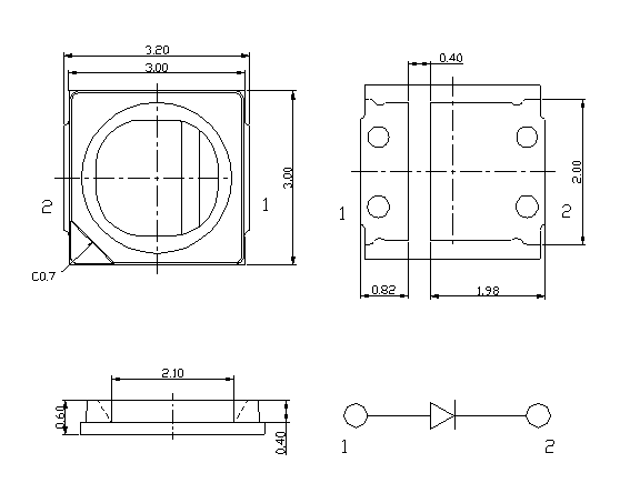 Emerald Green 1w Led Chip , Smd Chip Led Lamp 120 Degree Viewing Angle