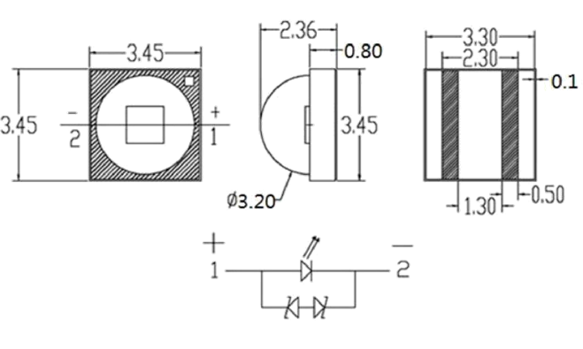 SMD LED 3535 ceramic holder, aluminum nitride plant red 660nm 1-3w power for plant growth lamp