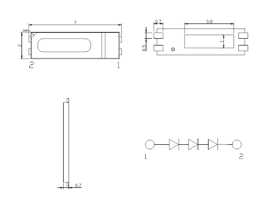 High Voltage 8 - 9V 0.8 W 1w Led Chip , Yellow 4 Chip Led 2 Years Warranty