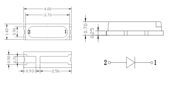 4014 0.2 W Smd IR Led , High Power Infrared Led 780 Nm 880 Nm 60 MA