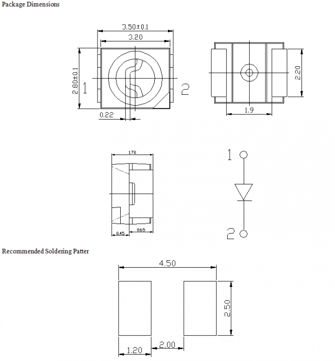 30 MA Current SMD UV LED , InGaN Deep Uv Led 120 Degree Viewing Angle